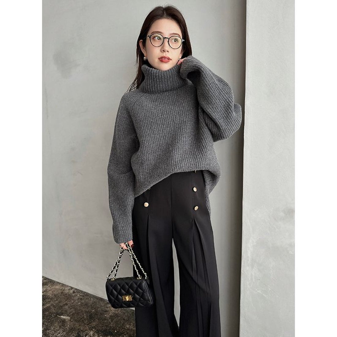 アニュアンス anuans ウールカシミヤラグランタートルニットプル