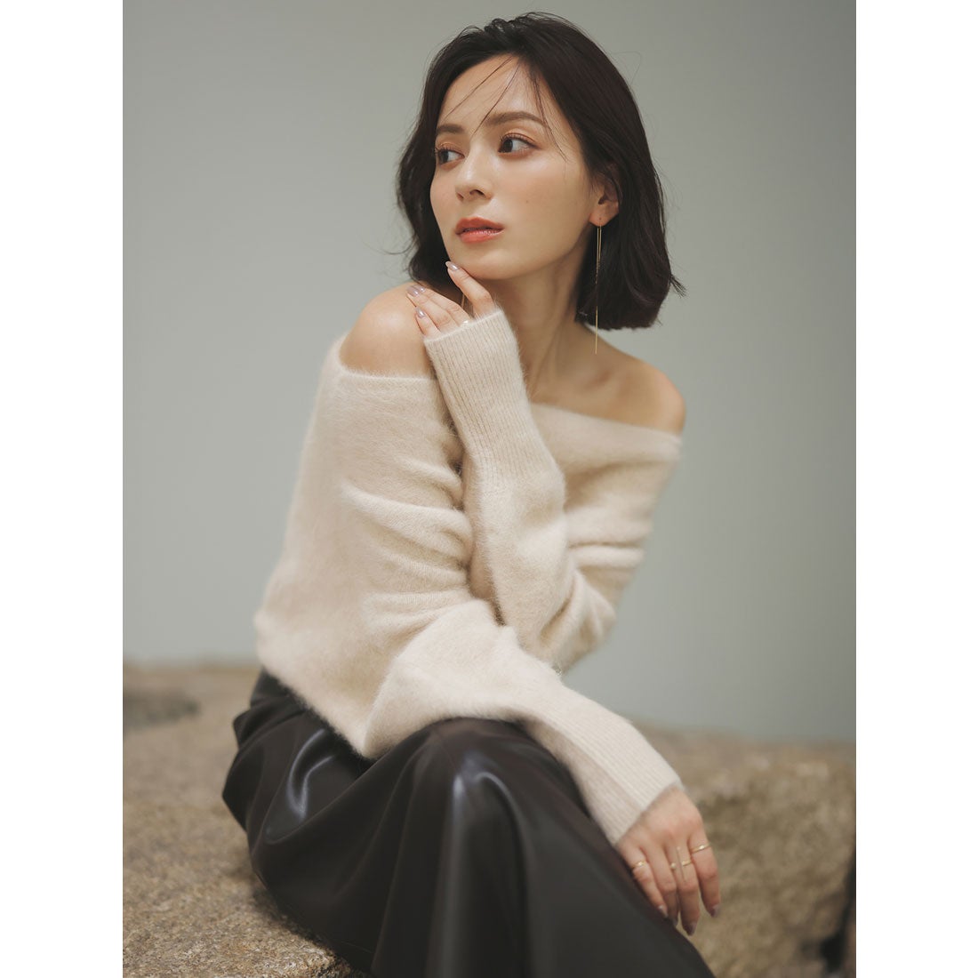 アニュアンス anuans ラクーンフォックスオフショルニットプルオーバー