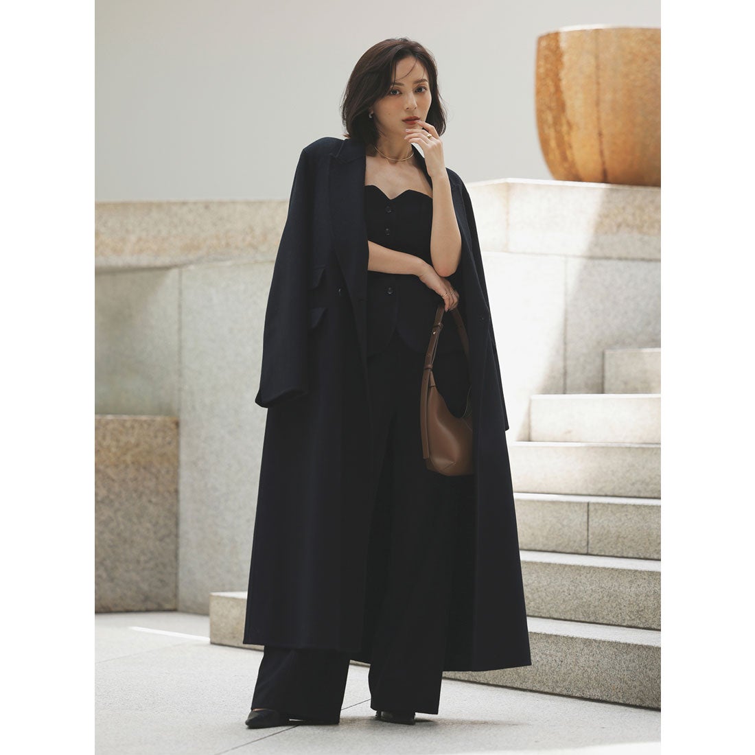 アニュアンス anuans リバーロングダブルポケットチェスターコート