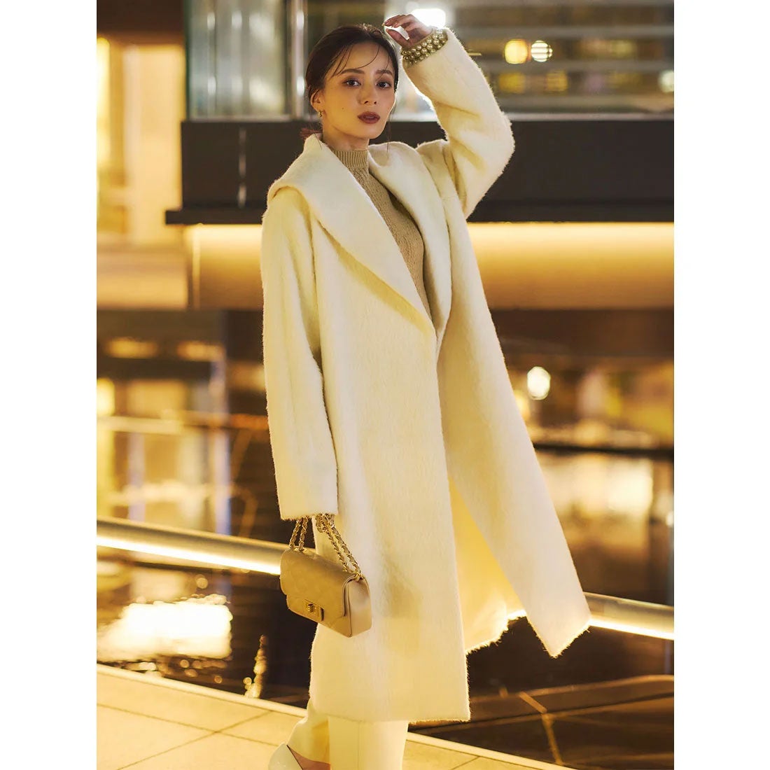 アニュアンス anuans アルパカウールショールカラーコート （ECRU