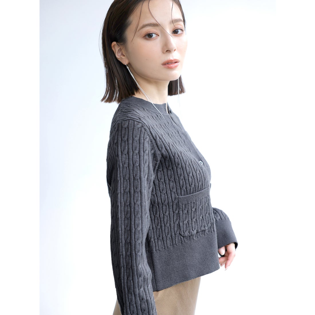 アニュアンス anuans *リトルケーブルニットカーディガン （TURQUOISE