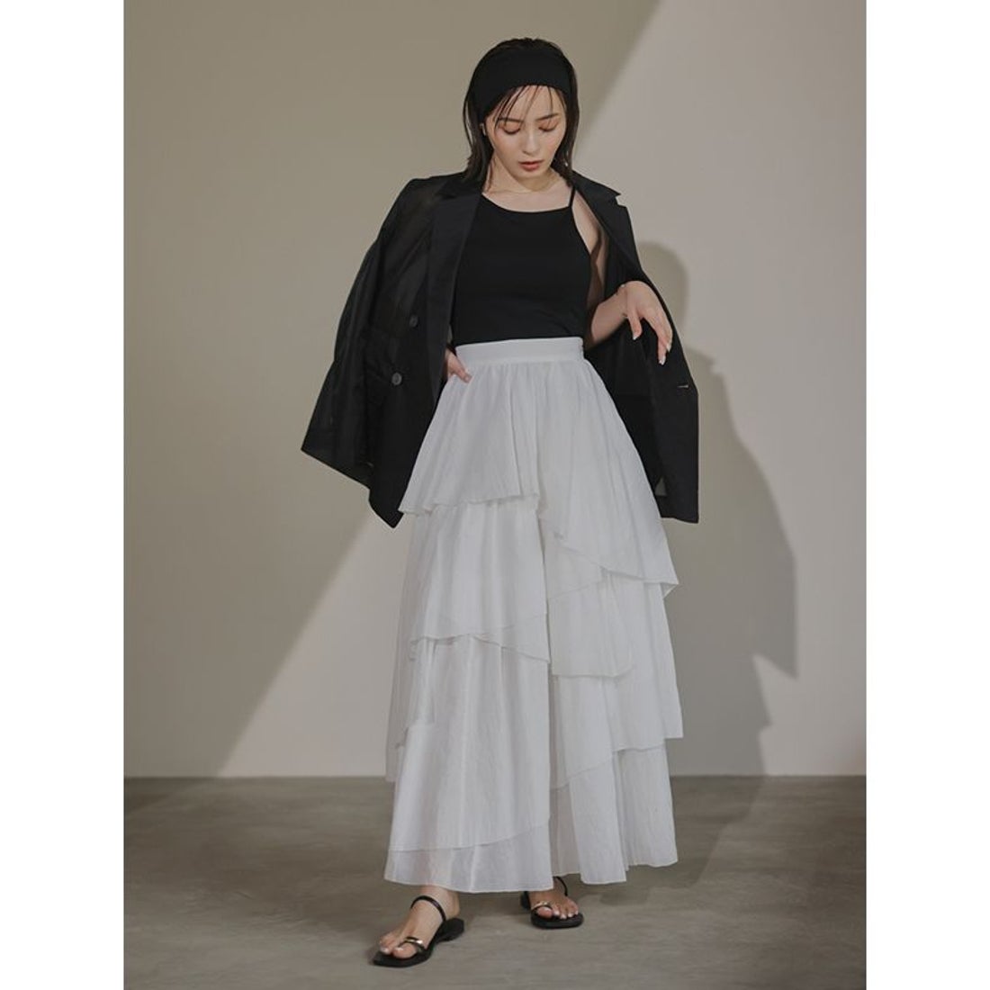 アニュアンス anuans イレギュラーティアードボリュームスカート