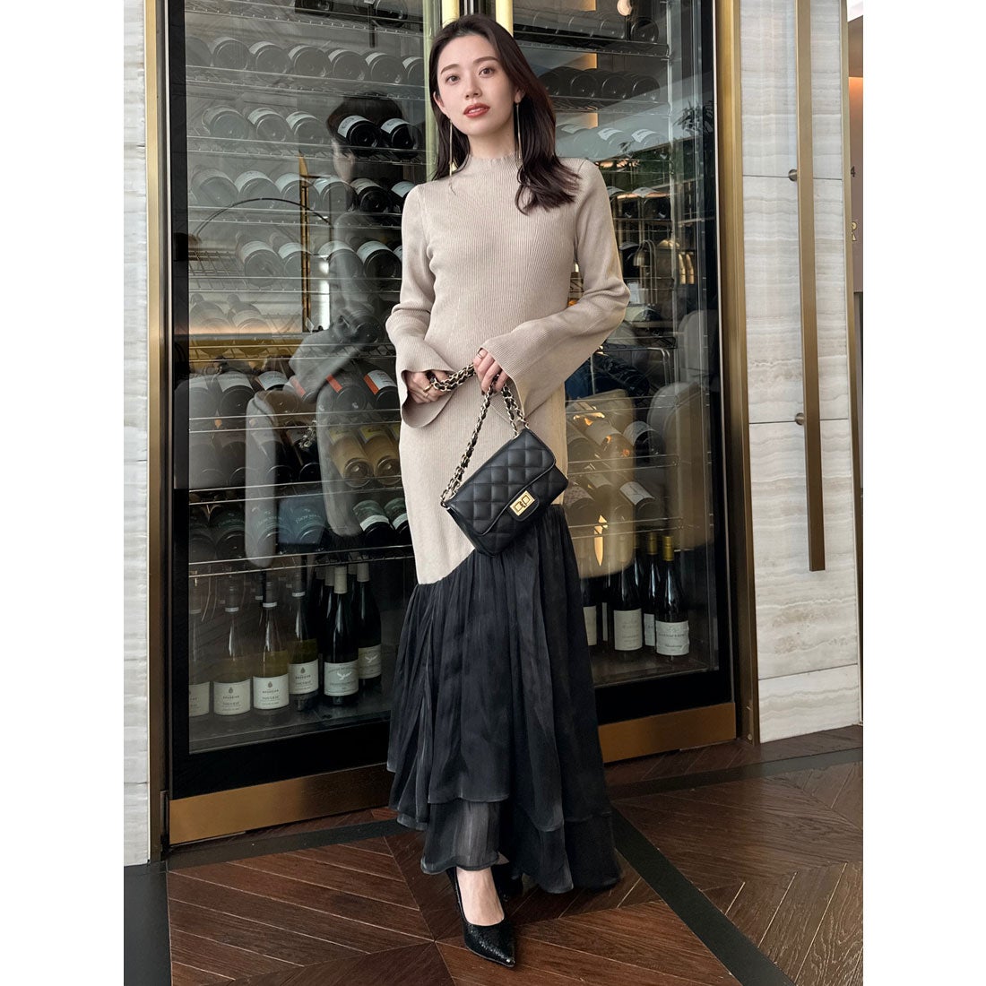 アニュアンス anuans ドッキングニットワンピース （BEIGE