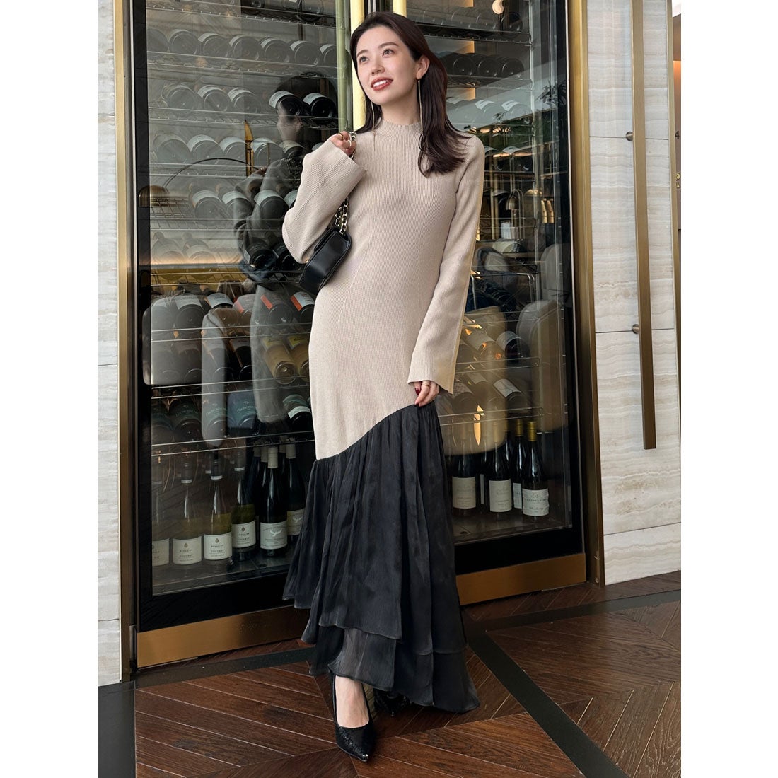 アニュアンス anuans ドッキングニットワンピース （BEIGE