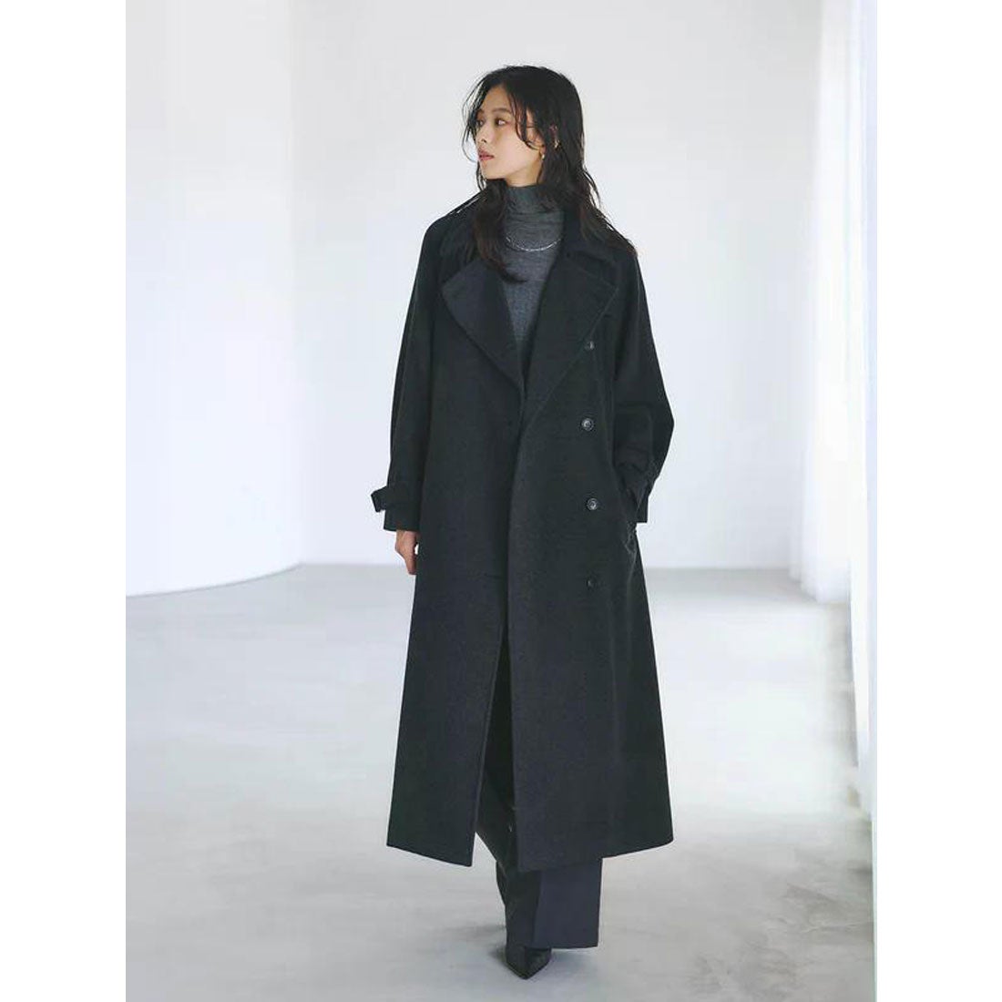 アニュアンス anuans ウールトレンチコート （BLACK） - ファッション