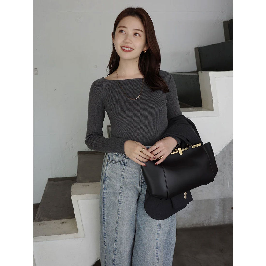 アニュアンス anuans シルクカシミアブレンドボートネックニット