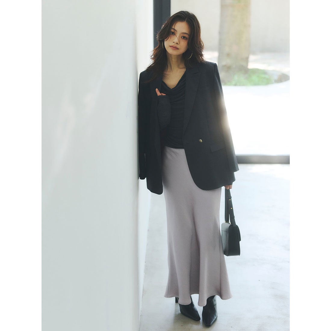 アニュアンス anuans ギャザードレープカットトップス （CHARCOAL GREY