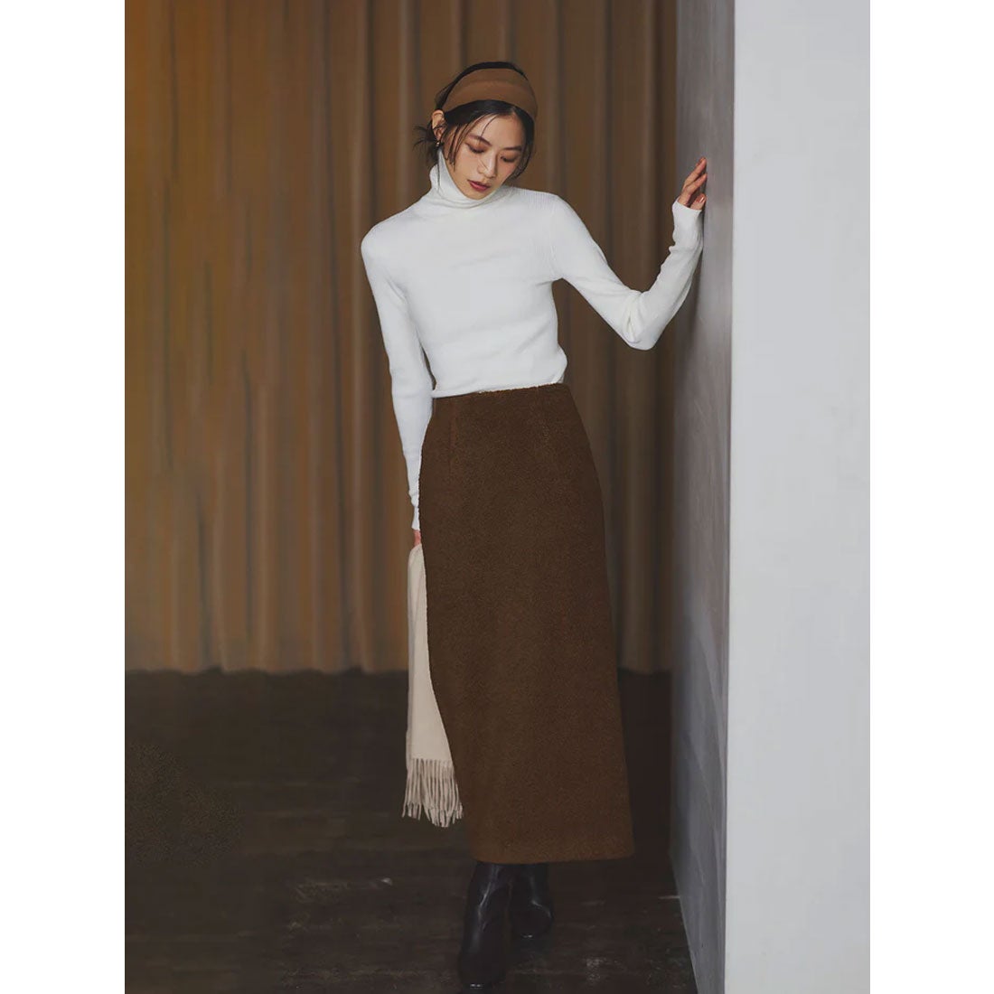 アニュアンス anuans ボアタイトスカート （BROWN） -ファッション通販