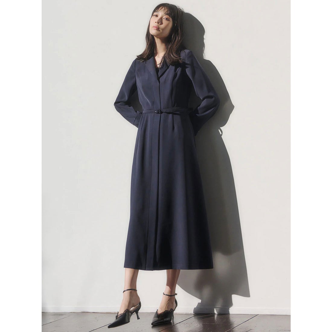 アニュアンス anuans ダブルサテングレースワンピース （NAVY