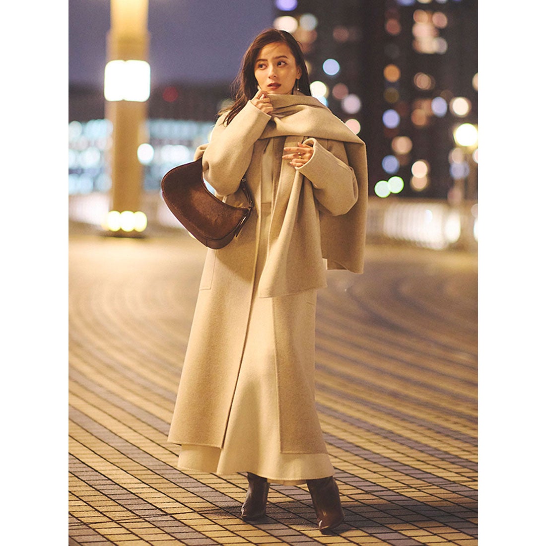 アニュアンス anuans マフラーセットリバーコート （BEIGE