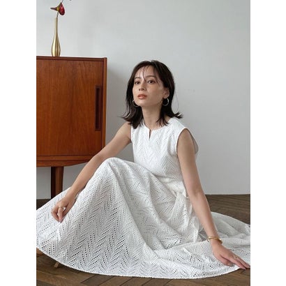 アニュアンス anuans カットワークレースマキシワンピース （WHITE