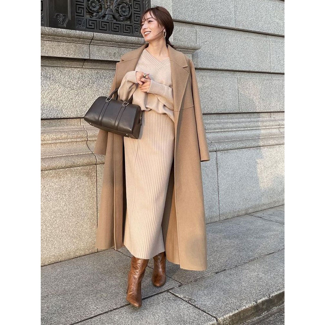 アニュアンス anuans ウール混Vネックニットプルオーバー （BEIGE