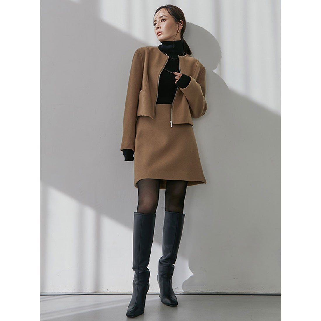 アニュアンス anuans ウールダブルクロスミニスカート （CAMEL