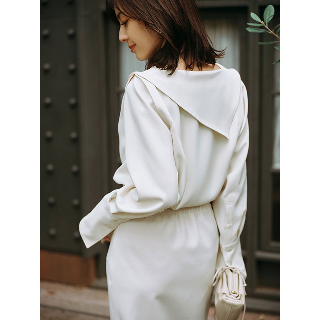 アニュアンス anuans スカーフドレープブラウス （KHAKI BROWN