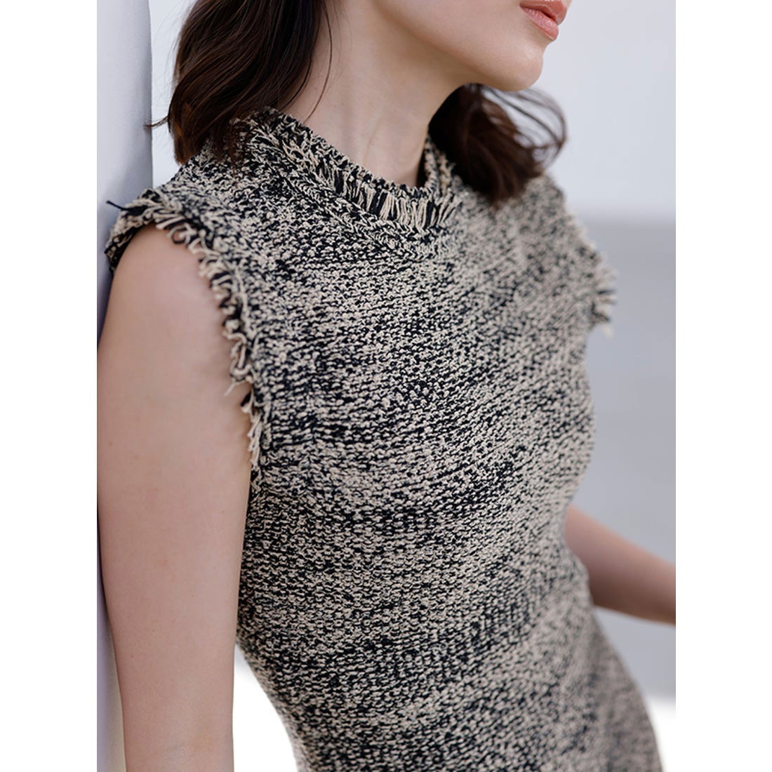 アニュアンス anuans ブラッシュツイードニットワンピース （BEIGE