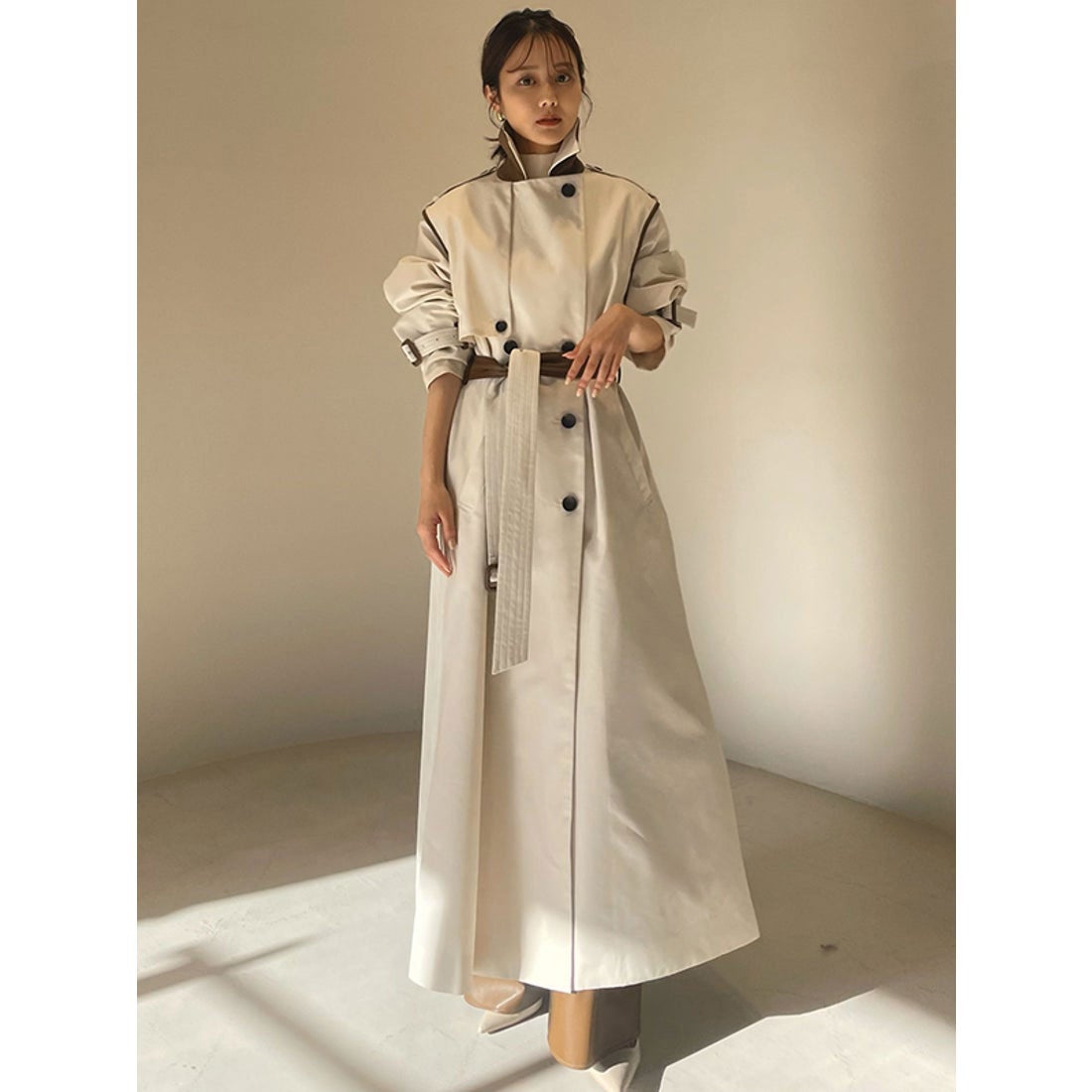 アニュアンス anuans ヴィーガンレザートリム2WAYトレンチコート