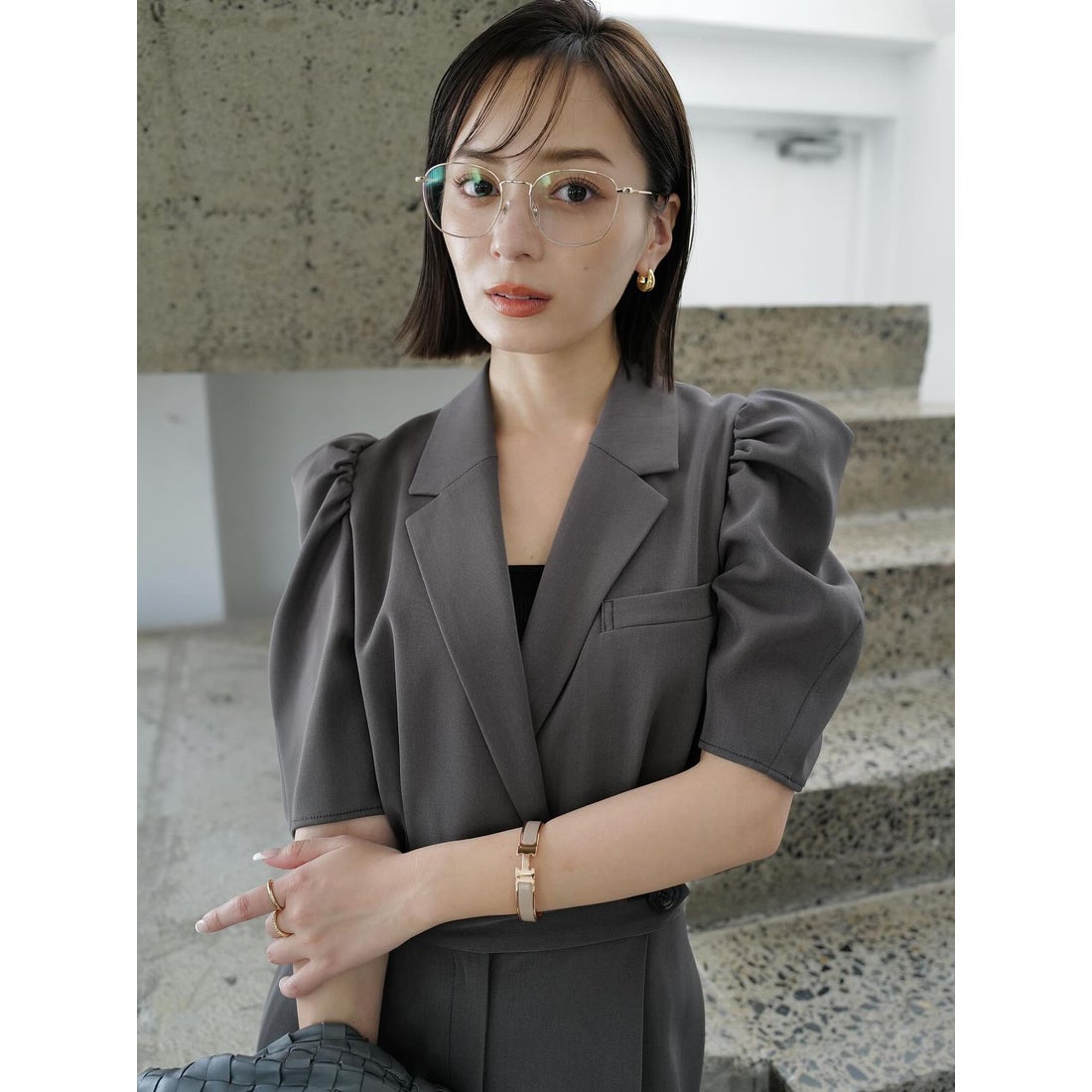 アニュアンス anuans テーラードオールインワン （CHARCOALGREY