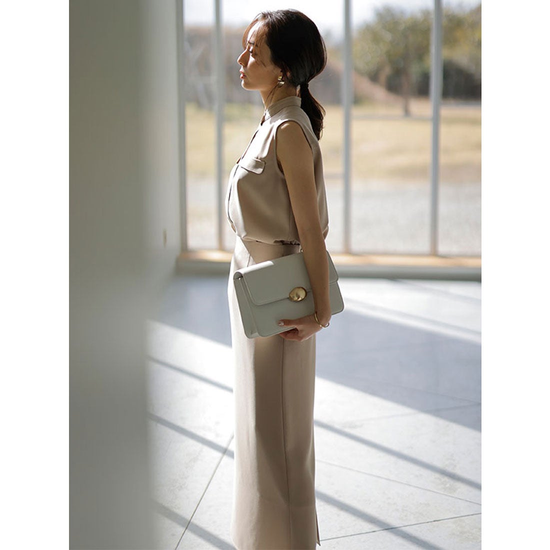 アニュアンス anuans 【23ver.】バックサテンタイトスカート （BEIGE