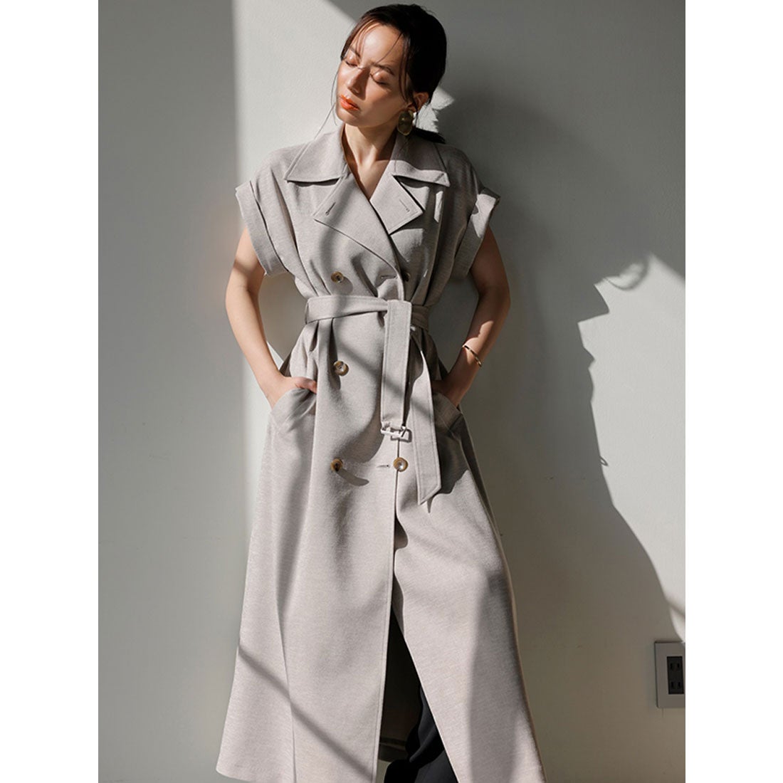 アニュアンス anuans リネンライクロングジレ （BEIGE） -ファッション