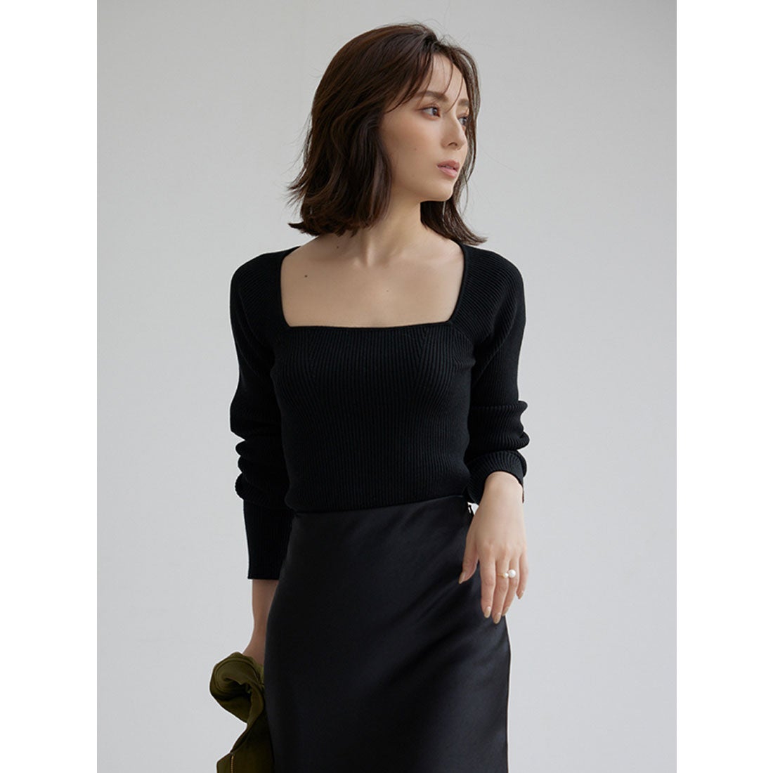 アニュアンス anuans カシミヤブレンドデコルテリブニットプルオーバー