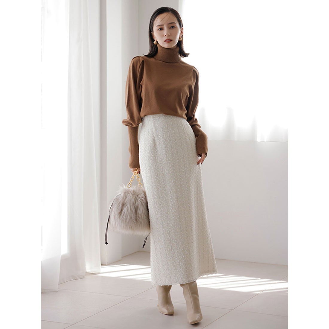 アニュアンス anuans ツイードタイトスカート （IVORY） -アウトレット