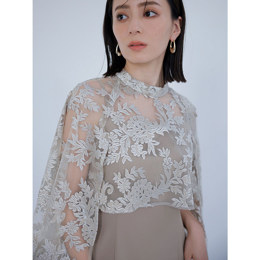 アニュアンス anuans エンブロイダリーレースケープセットドレス