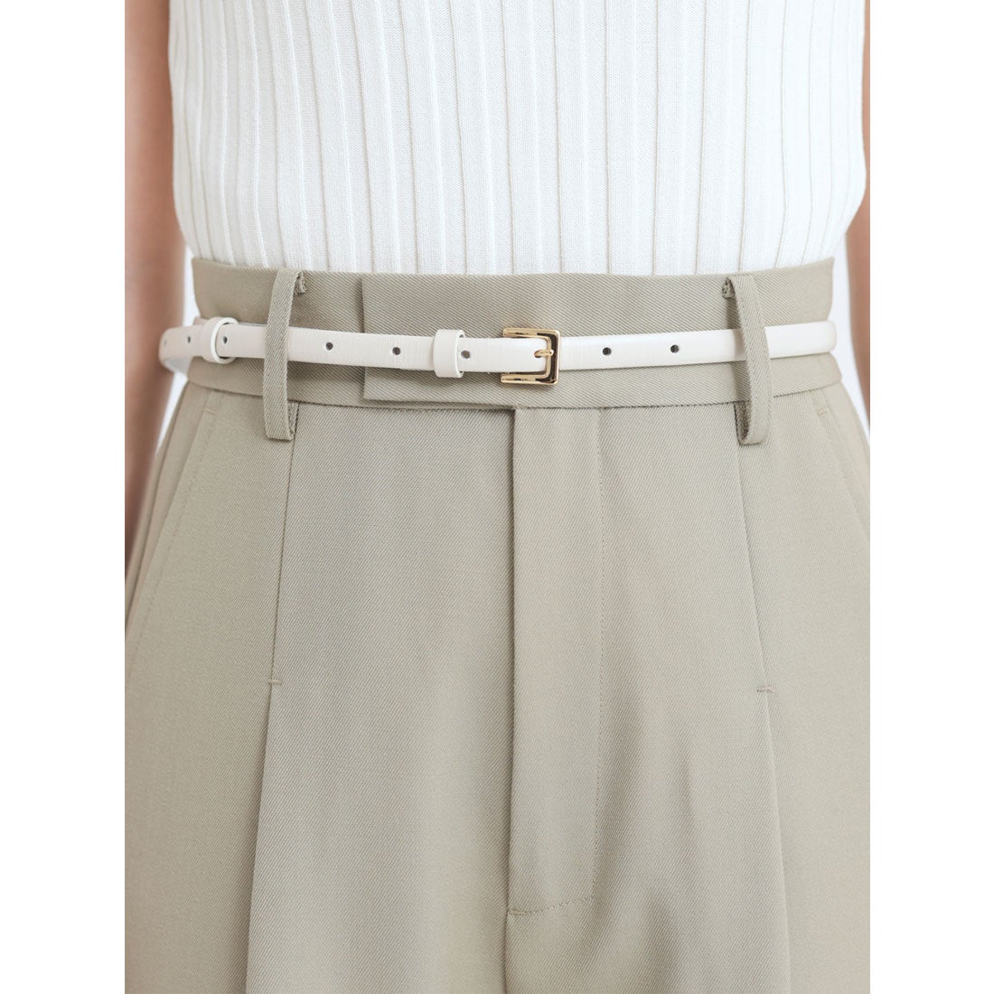 アニュアンス anuans ウールギャバジンタックストレートパンツ （BLACK