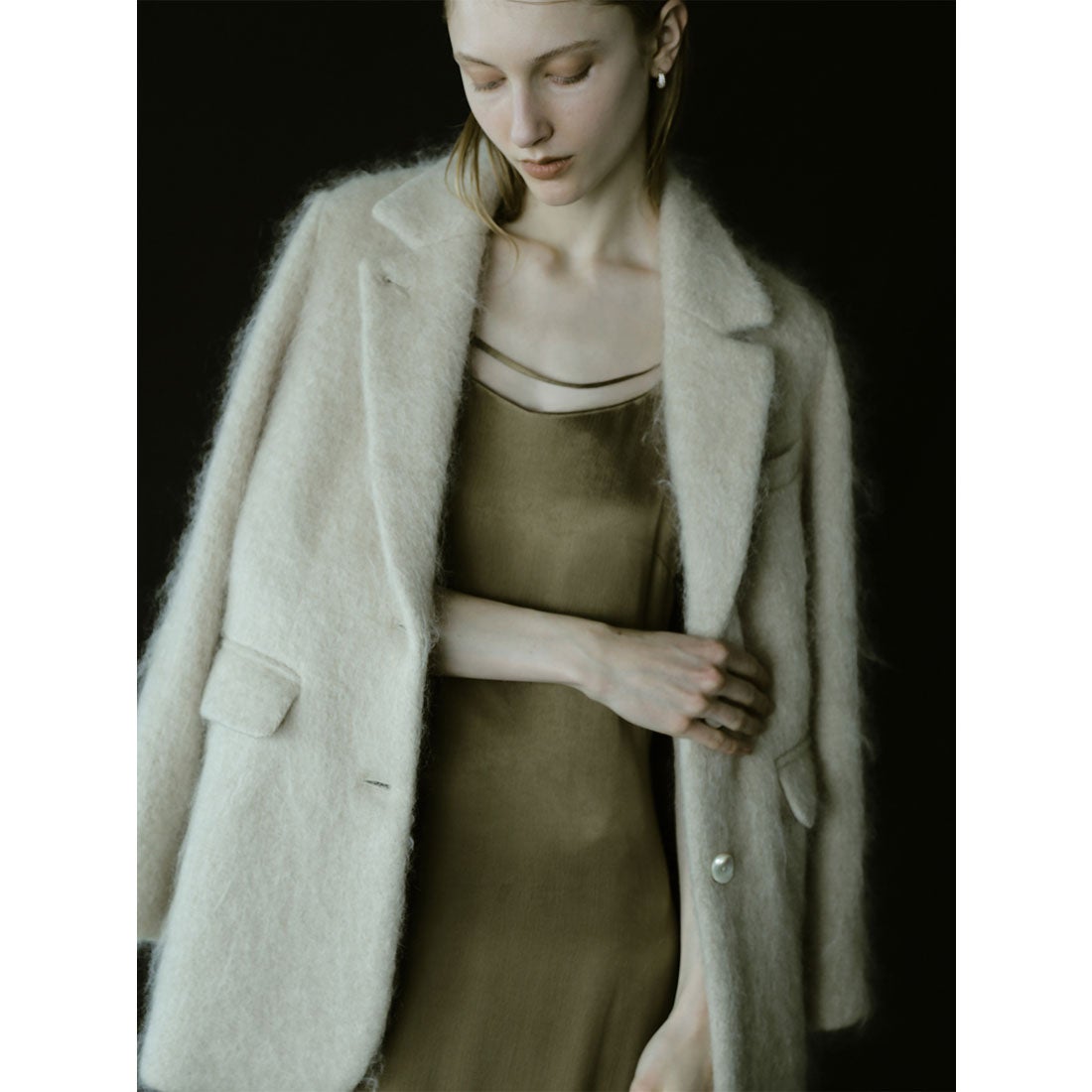 アニュアンス anuans モヘアシャギーテーラードジャケット （BEIGE