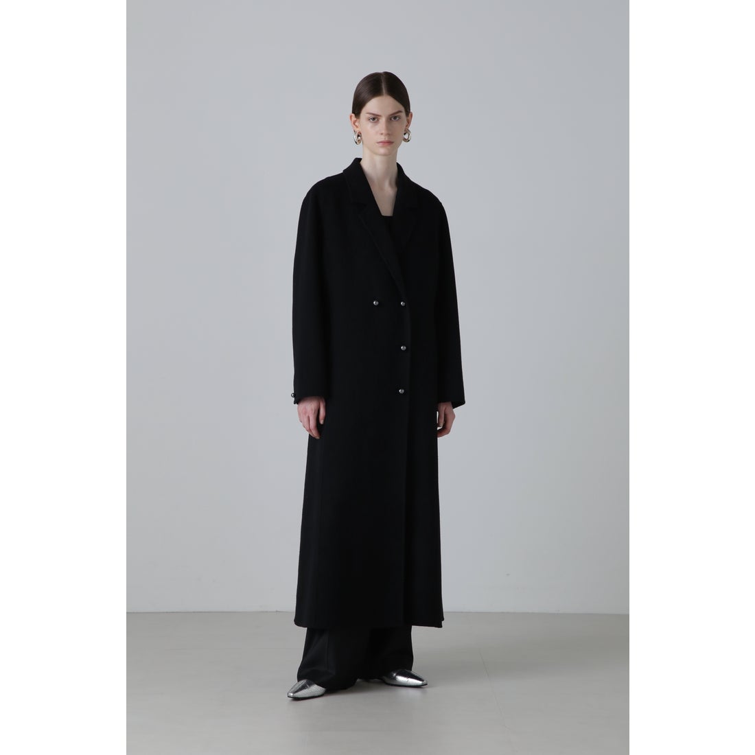 アドーア ADORE ◇ソリッドウールリバーロングコート （ブラック