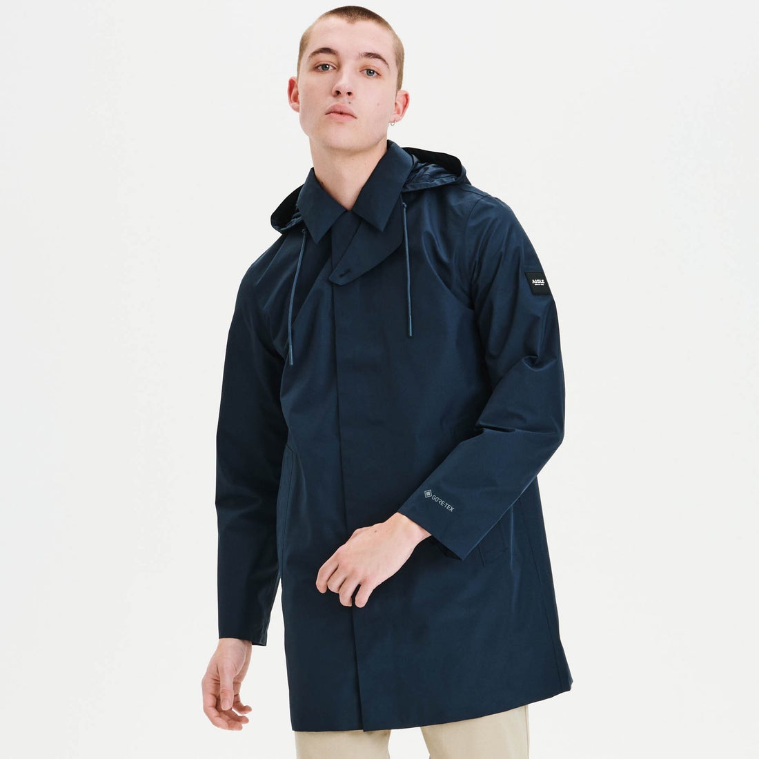 エーグル AIGLE ゴアテックス フード付きステンカラーコート （ダーク