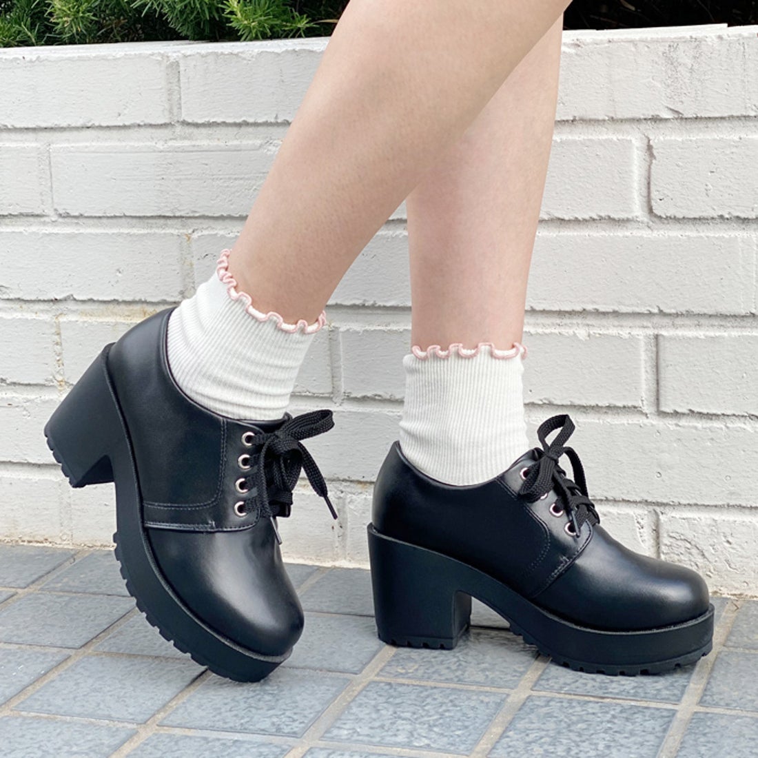 アタガール attagirl 7.5cm ヒール 厚底 ハイヒール レースアップ