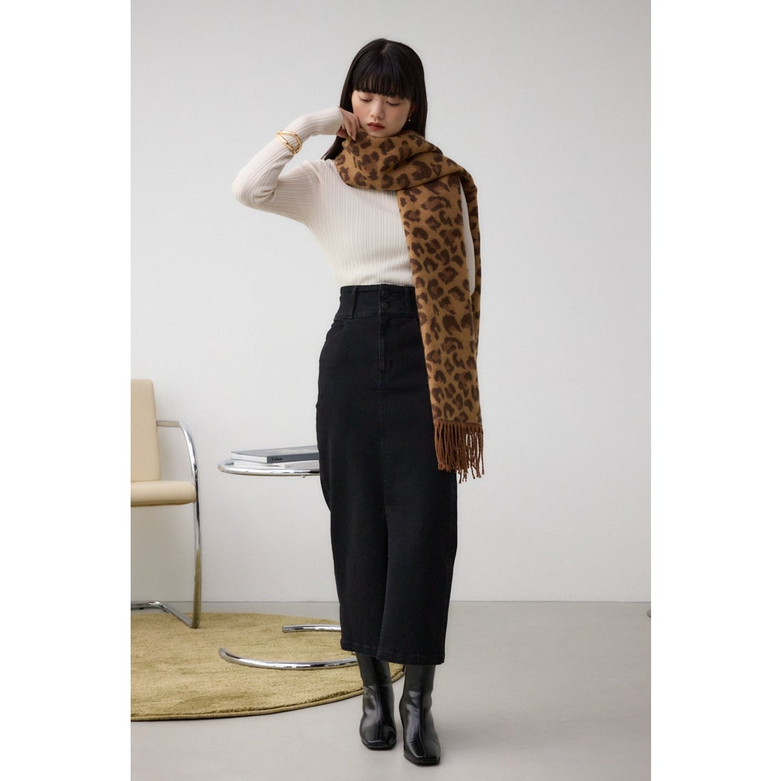 AZUL BY MOUSSY ビッグレオパードストール 柄GRY5 -ファッション通販