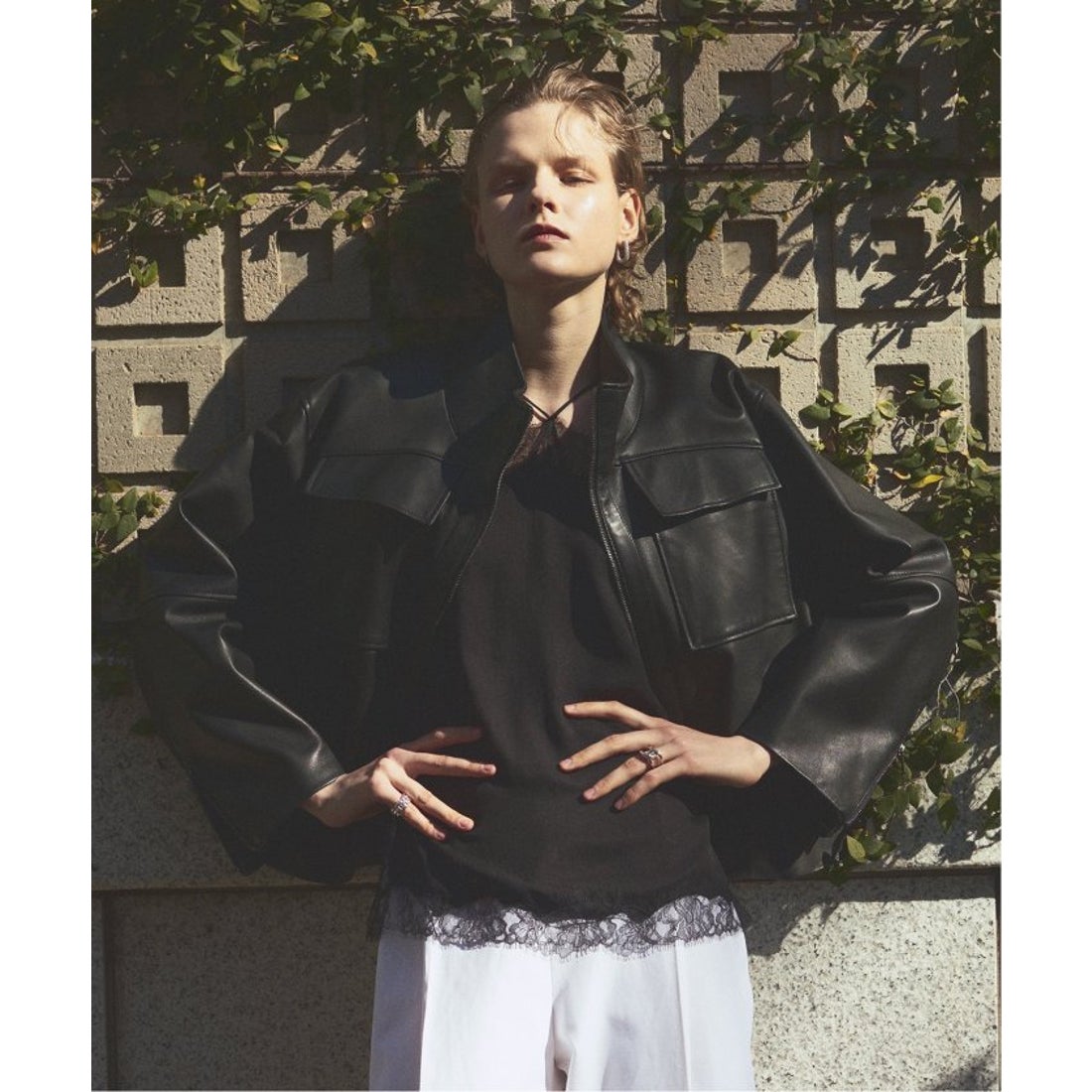 IENA ラムレザーライダースブルゾン