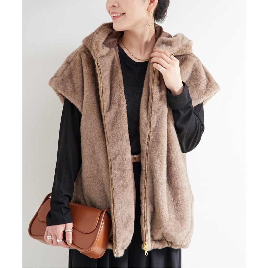 ベーセーストック B.C STOCK 手洗い可 / フード付きミンク調ファー