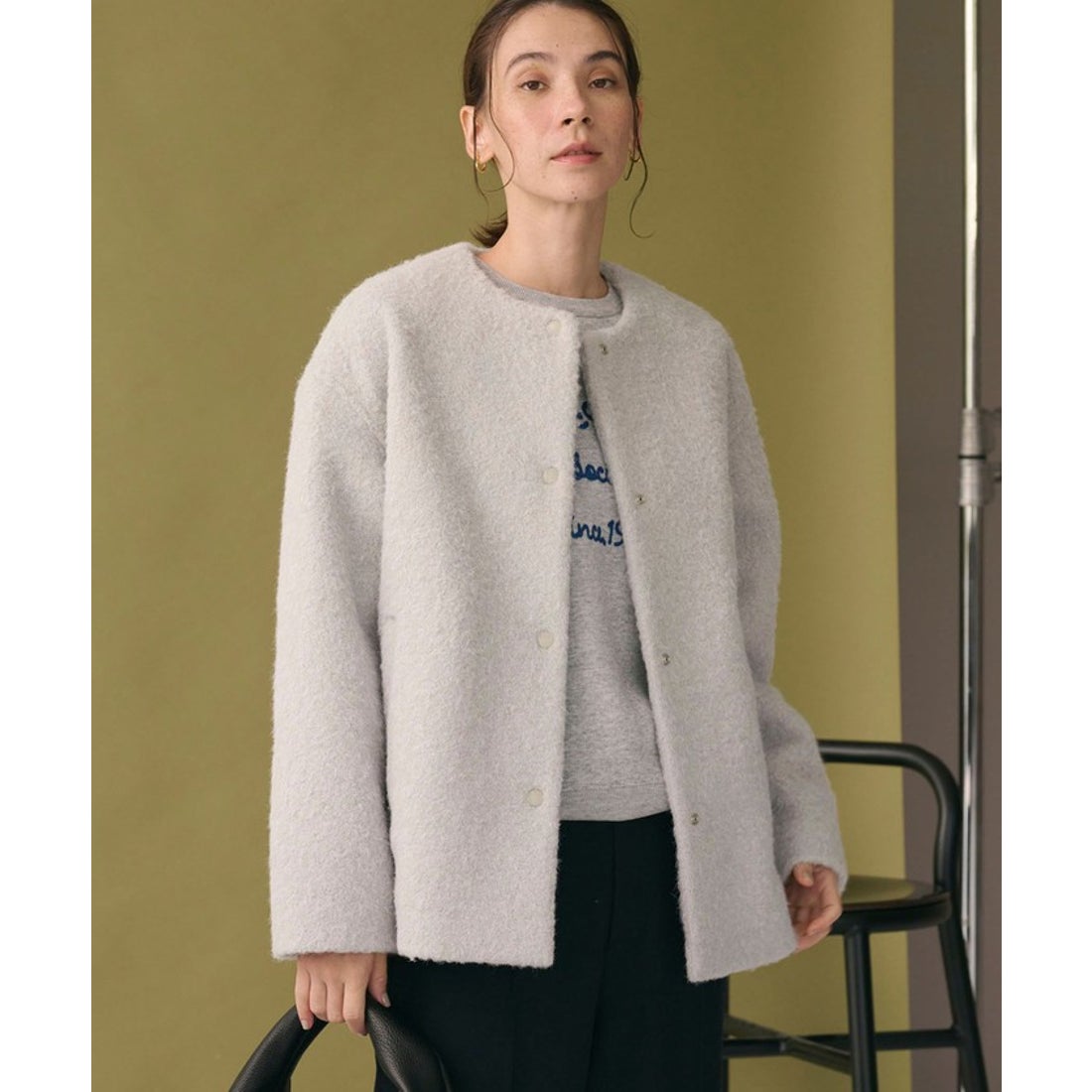 BEAUTY&YOUTH UNITED ARROWS ブークレー ノーカラーブルゾン （LT.GRAY