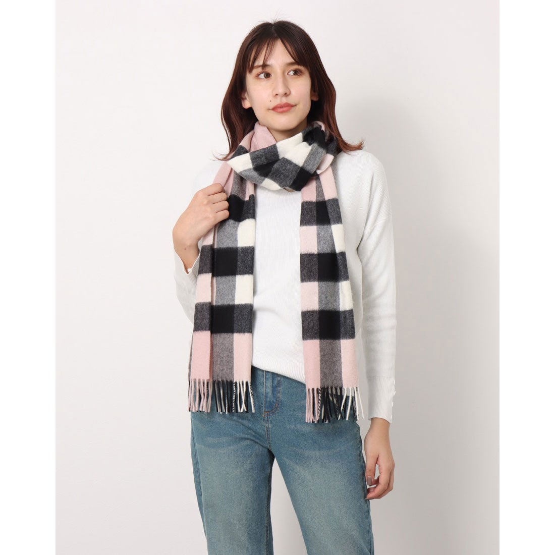 バーバリー BURBERRY ビッグチェックカシミヤ100％マフラー （ピンク