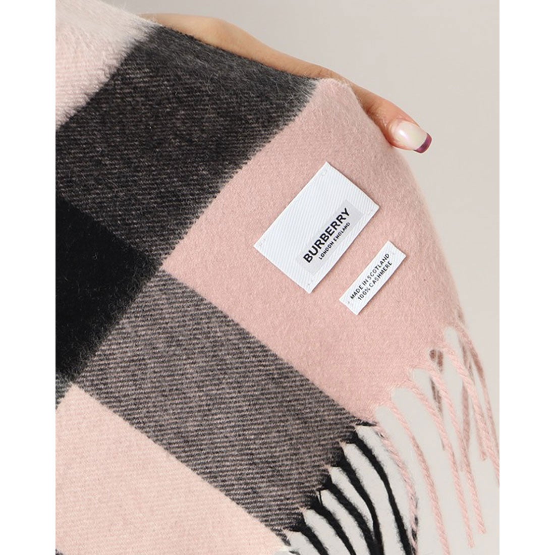 バーバリー BURBERRY カシミヤ ビッグチェックマフラー （ASH ROSE
