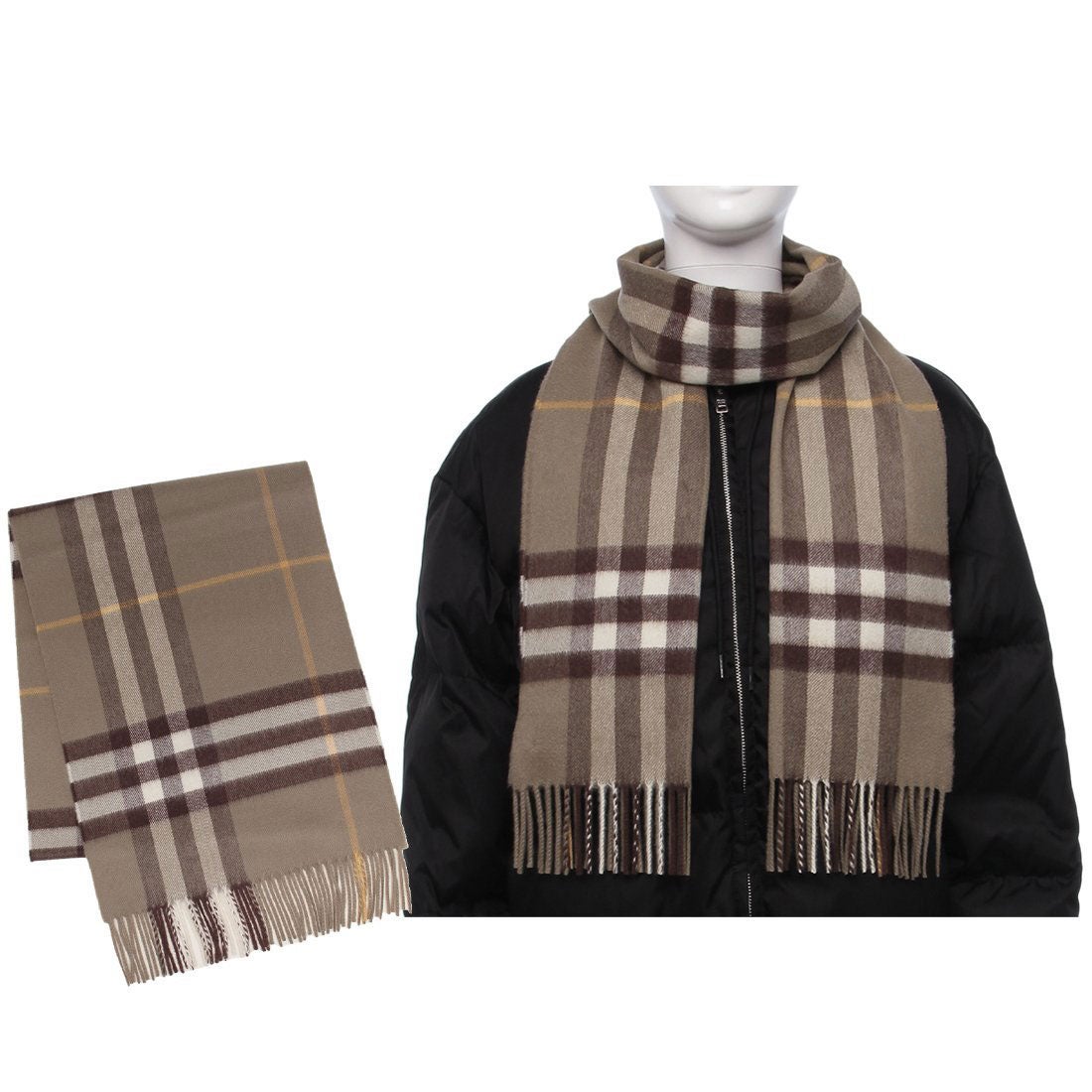 バーバリー BURBERRY マフラー フリンジ バーバリーチェック ブラウン
