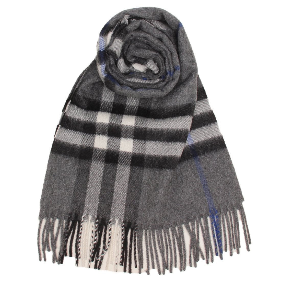 バーバリー BURBERRY マフラー フリンジ バーバリーチェック グレー