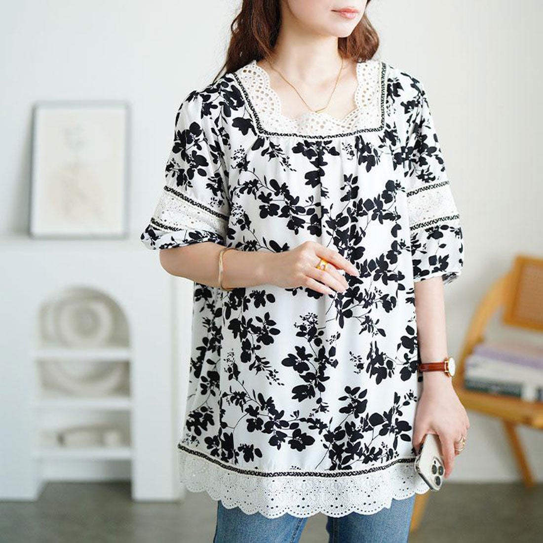 花柄チュニックワンピース（ワンピース）｜Sawa 花柄 チュニック a la