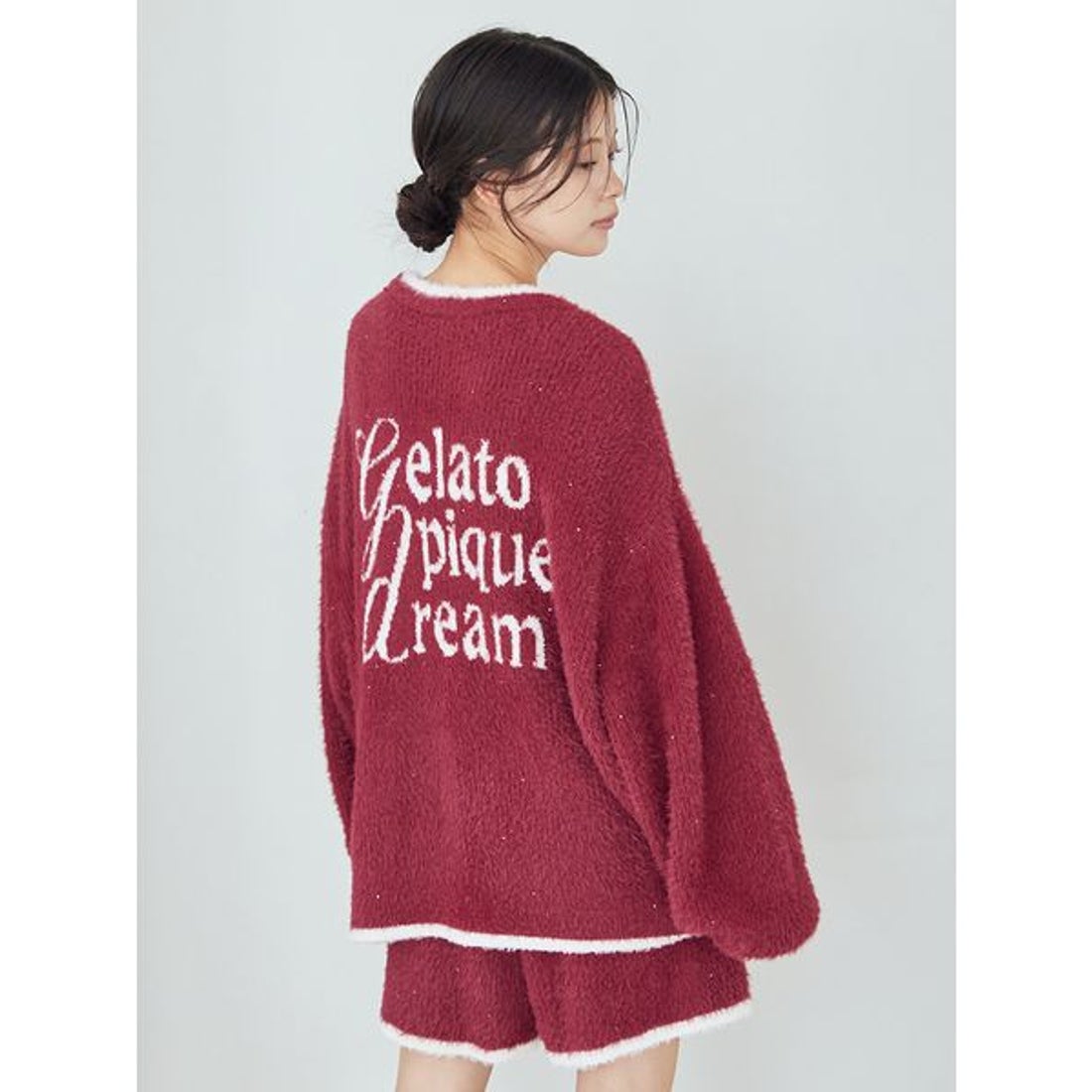 ジェラートピケ gelato pique ラメフェザーカーディガン （RED
