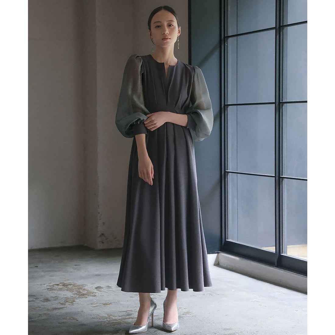 ガール GIRL [低身長/大きいサイズあり]オーガンジースリーブXライン