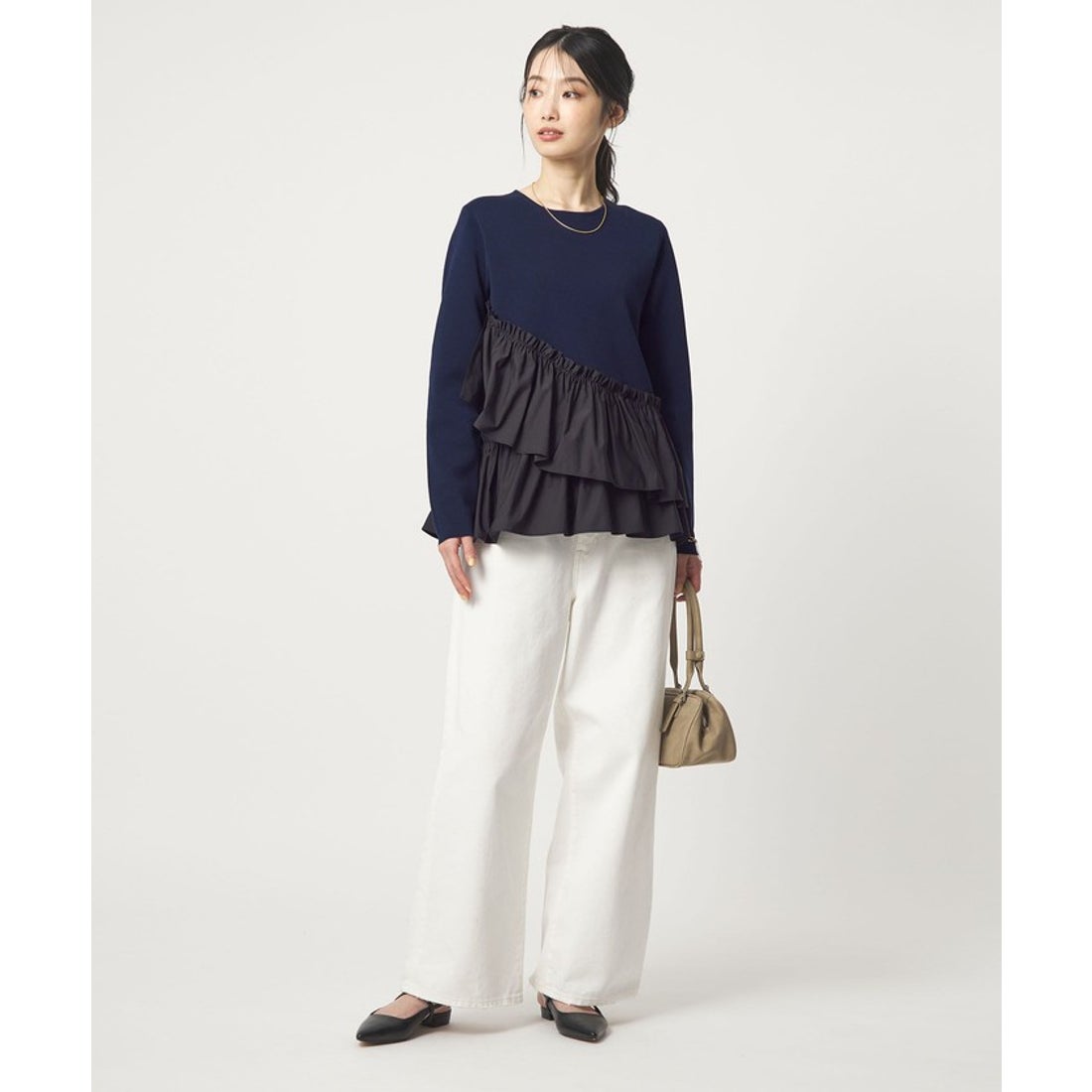 UNITED ARROWS green label relaxing タフタ ドッキング ペプラム プル