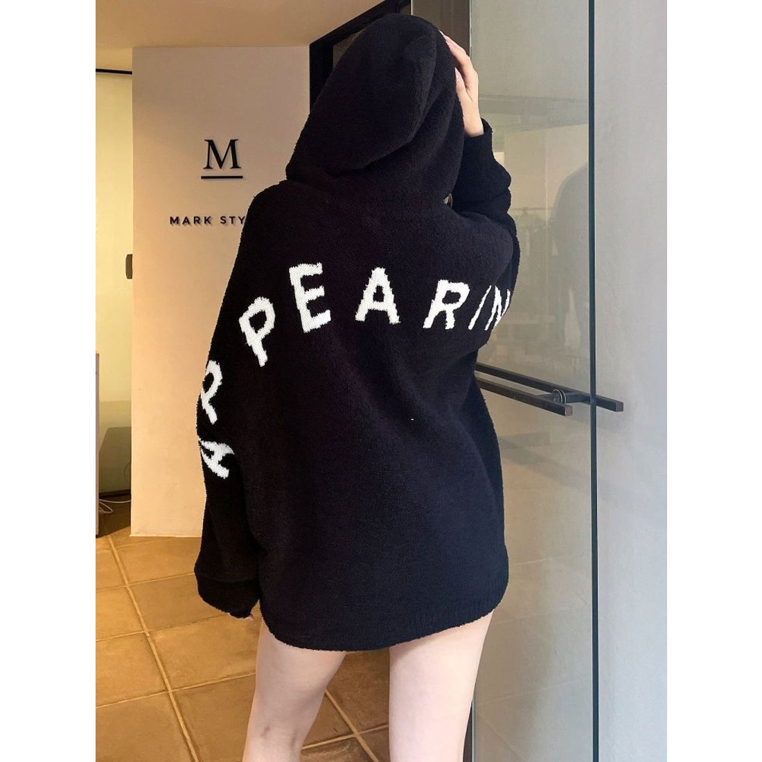 ジェイダ GYDA APPEARINGモールニットBIGパーカー （ブラック） -靴