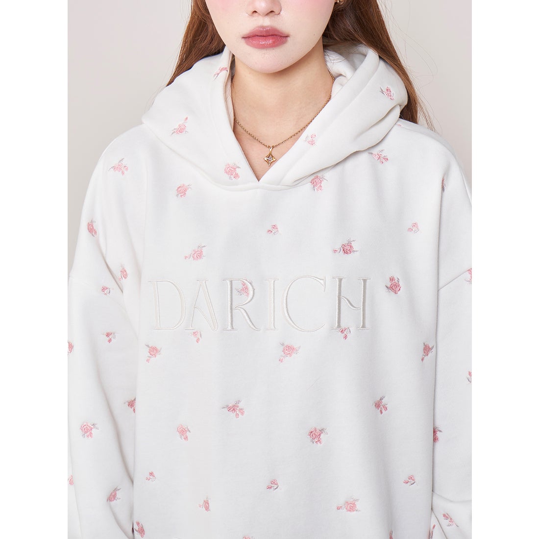 ダーリッチ Darich フラワーエンブロイダリービッグフーディ