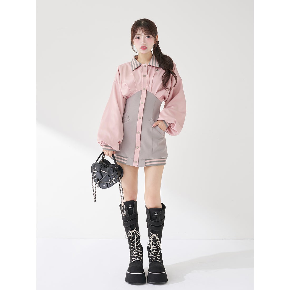 ダーリッチ Darich ドルマンスリムスカジャンミニワンピース （ピンク