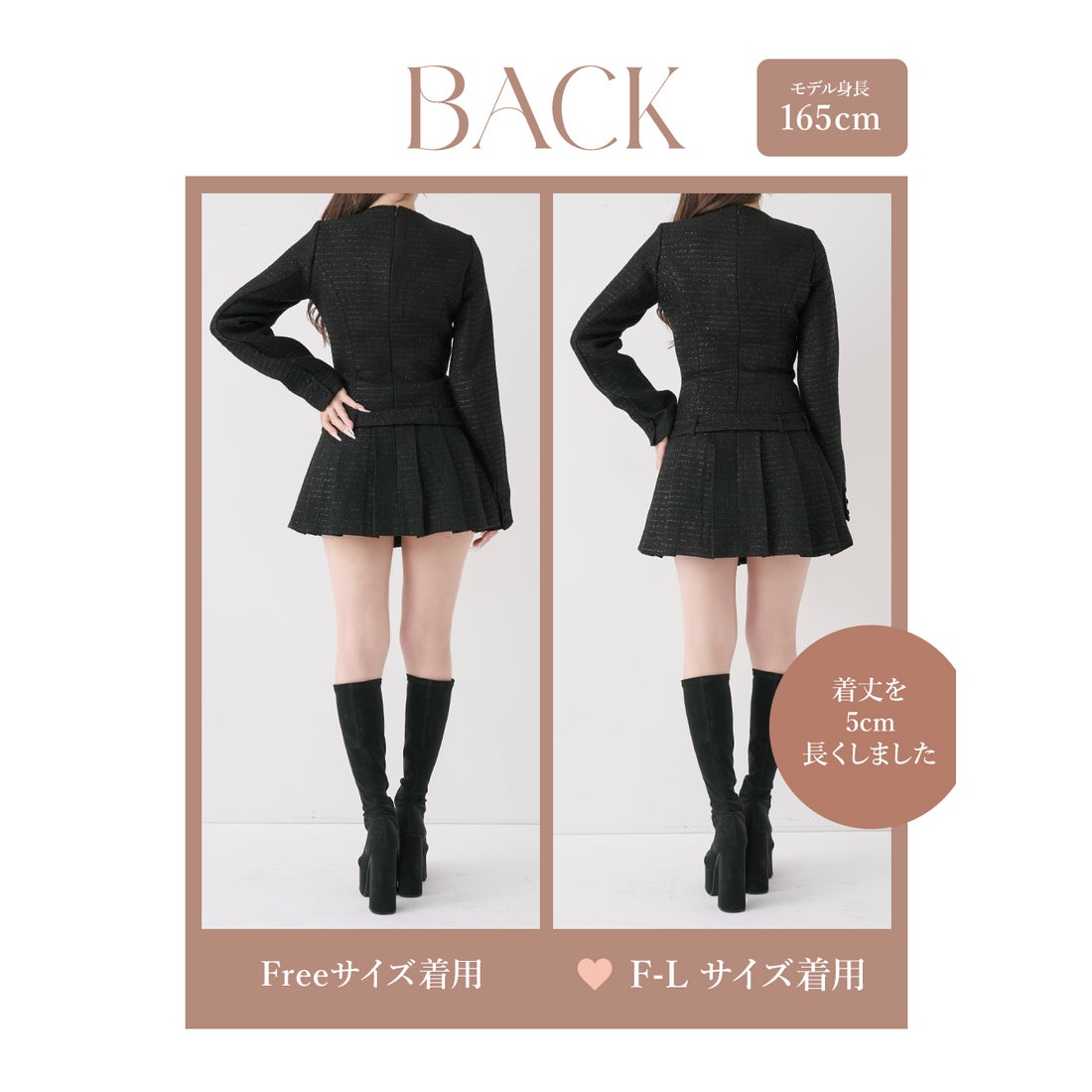 ダーリッチ Darich ボックスプリーツツイードミニワンピース （ピンク