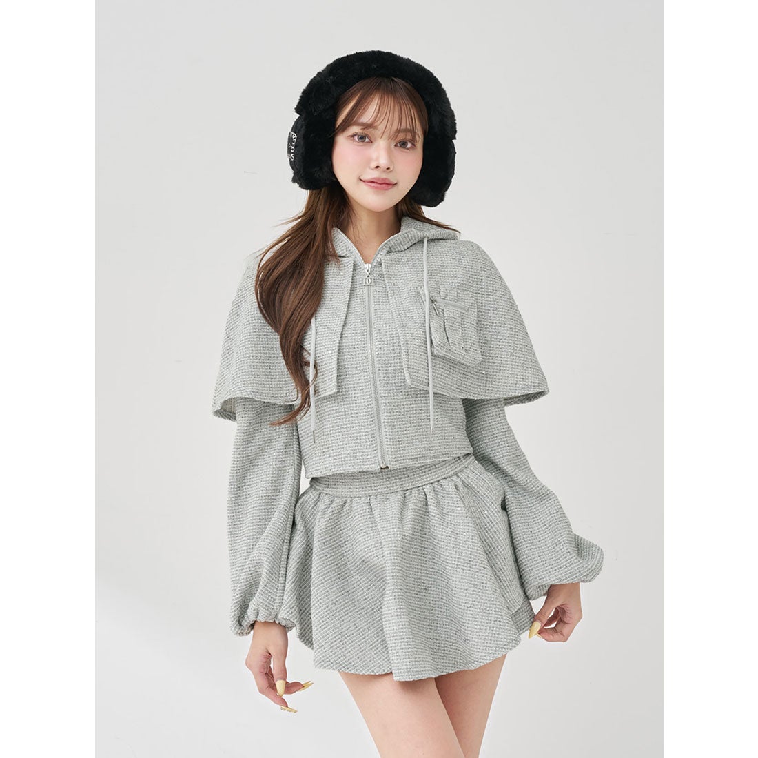 ダーリッチ Darich ラメツイードパーカーセットアップ （グレー