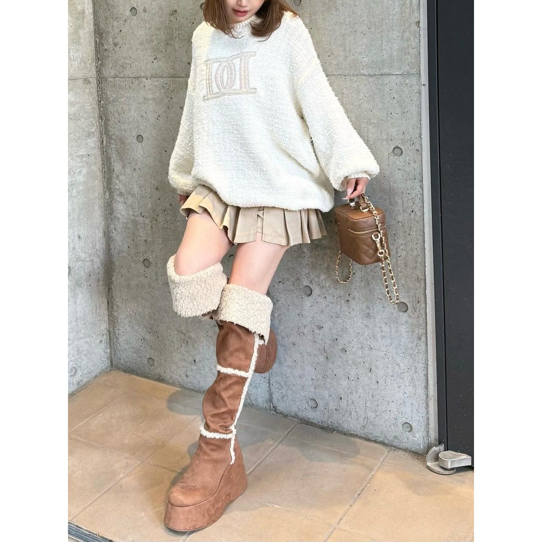 ダーリッチ Darich DDロゴツイードニットプルオーバー （ホワイト