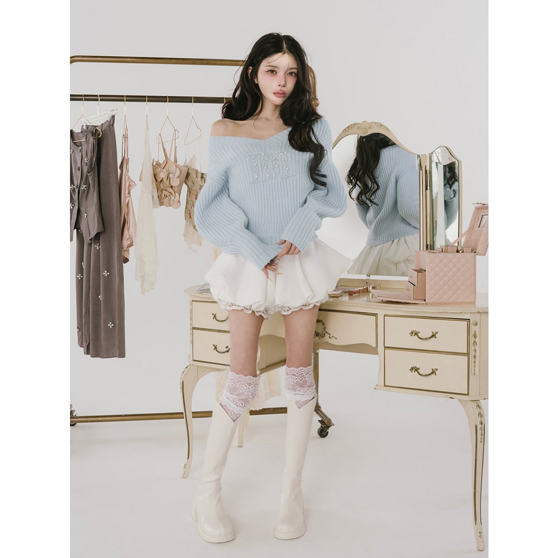 ダーリッチ Darich ボリュームバルーンミニスカート （ホワイト